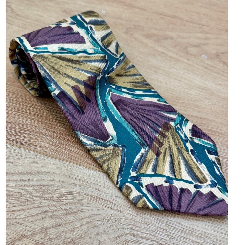 Christian Dior Abstract Print Silk Necktie - Picture 1 of 10